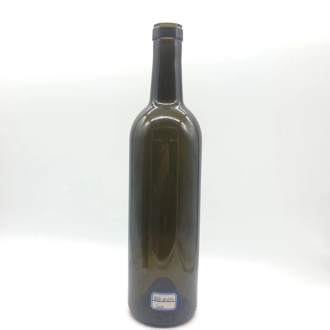 Dark green transparent red wine glass bottle (2)