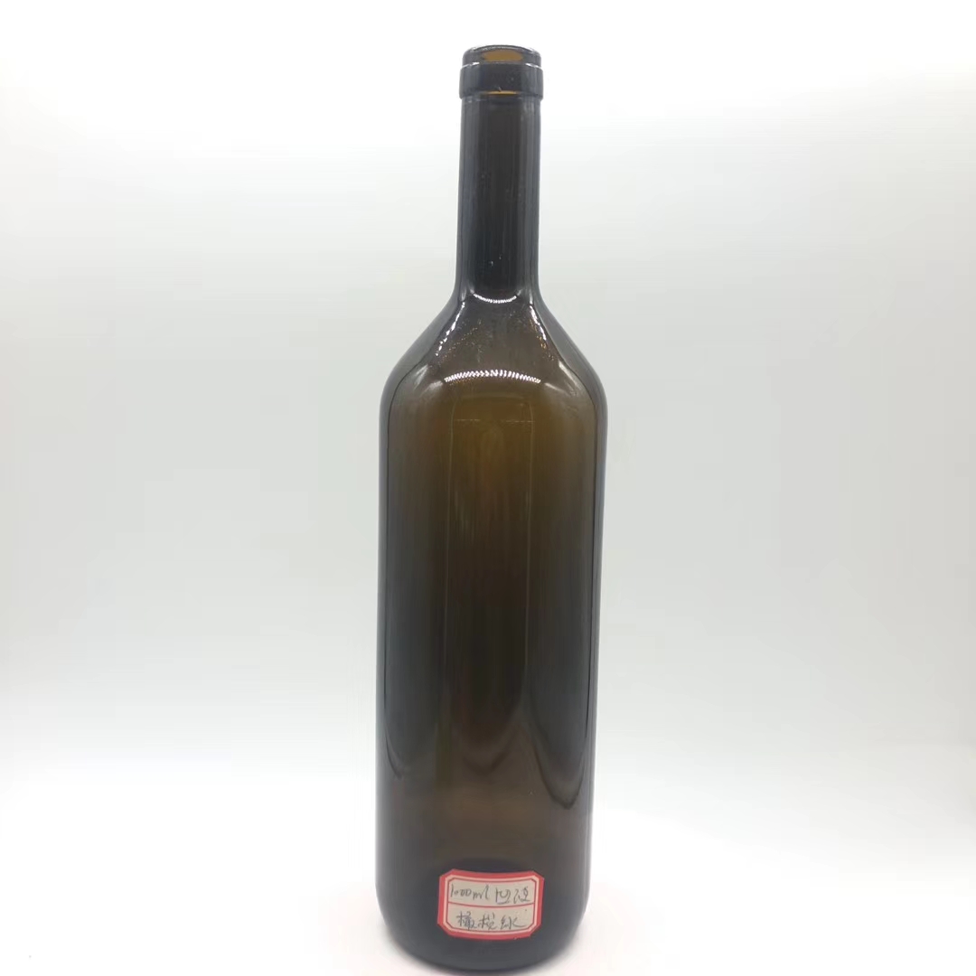 Dark green transparent red wine glass bottle (4)